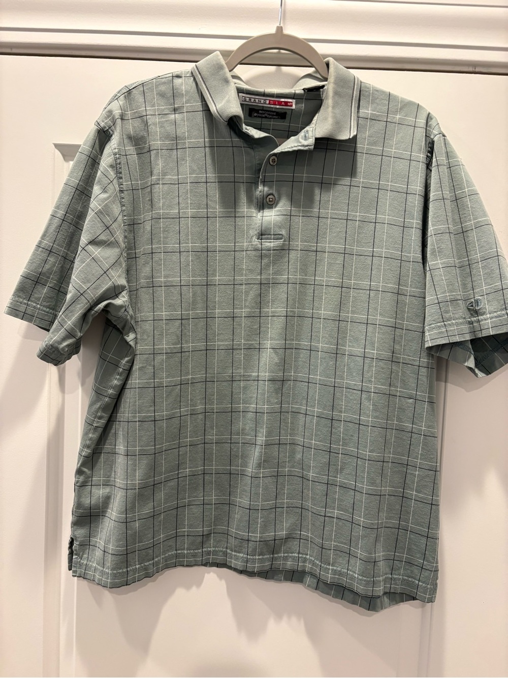 Grand Slam Light Sage Green Windowpane Polo